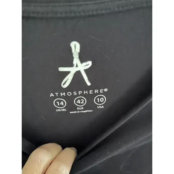 Atmosphere Women's 10 Black Cotton Long Sleeve Summer T Shirt - Picture 2 of 3